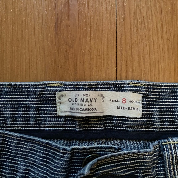 Old Navy Vintage Blue and White Stripped Jeans - wide/flare leg - Picture 3 of 4